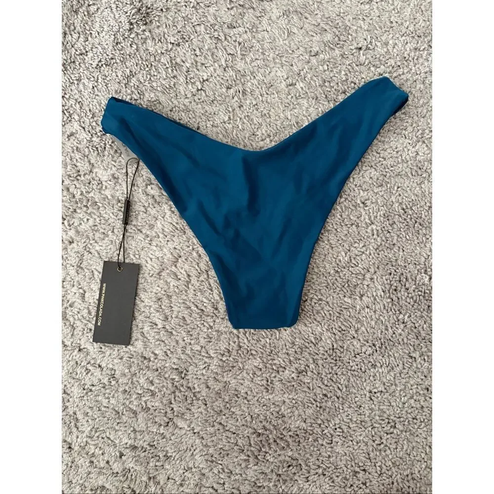 NWT PINKCOLADA Maldives Bikini Bottoms Size Medium in Midnight Teal